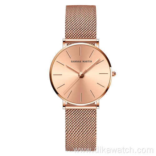 Hannah Martin CC36 Stainless Steel Band Japan Quartz Movement Waterproof Women Full Rose Gold Ladies Luxury Wrist Watch